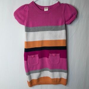 Gymboree Girl’s Casual Sweater Dress Pink Gray Black White Yellow Knit Dress 6